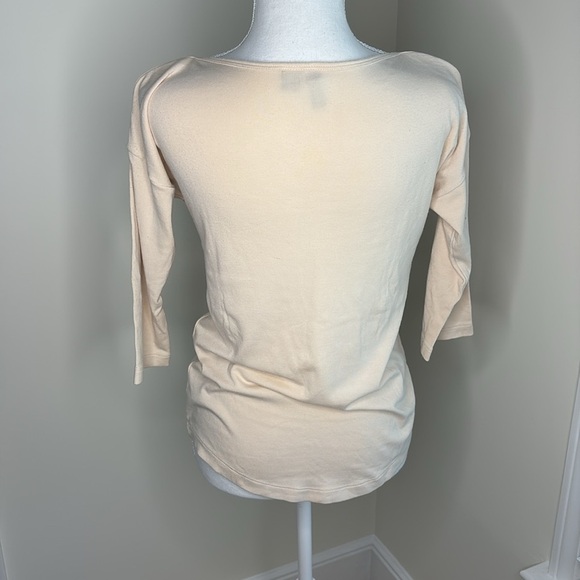 Cynthia Rowley Pale Peach Boat Neck 3/4 Length Sleeve Top. Small - Picture 4 of 10